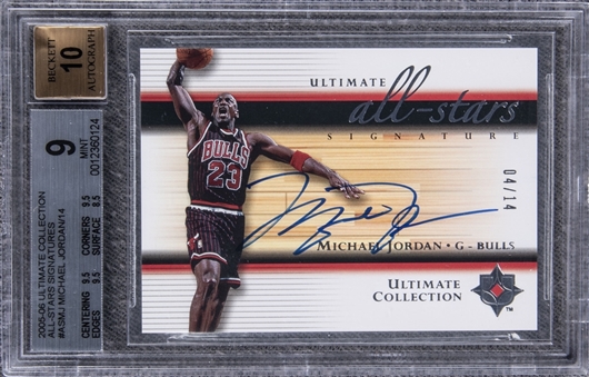 2005-06 Michael Jordan "Ultimate Collection" All-Stars Signatures #ASMJ Michael Jordan Signed Card (#04/14) – BGS MINT 9/BGS 10